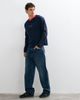 ASOS DESIGN ASOS DESIGN boxy relaxed long sleeve t-shirt with v-neck and text print in navy - 3