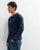 ASOS DESIGN ASOS DESIGN boxy relaxed long sleeve t-shirt with v-neck and text print in navy - 4