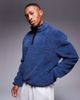 ASOS DESIGN ASOS DESIGN boxy relaxed quarter zip borg sweatshirt in blue - 1