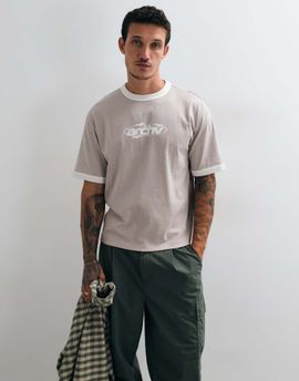 ASOS DESIGN ASOS DESIGN boxy relaxed ringer T-shirt in washed gray-Neutral