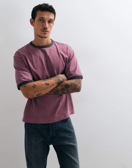ASOS DESIGN ASOS DESIGN boxy relaxed ringer T-shirt in washed pink