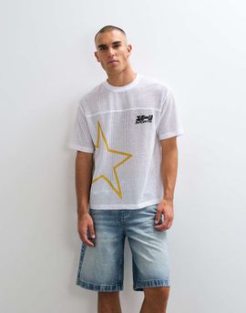 ASOS DESIGN ASOS DESIGN boxy relaxed t-shirt with star print in white athletic mesh