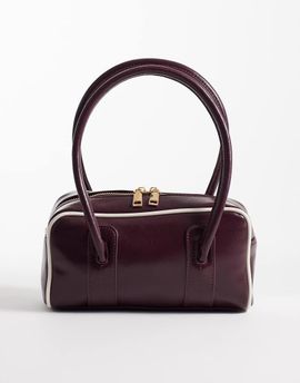 ASOS DESIGN ASOS DESIGN boxy shoulder bag with contrast binding in burgundy-Red