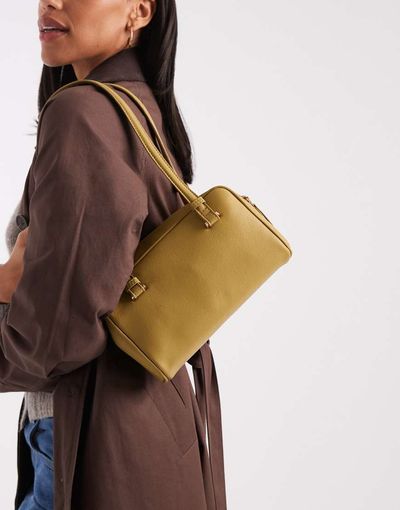 ASOS DESIGN ASOS DESIGN boxy shoulder bag with contrast edges in chartreuse-Green