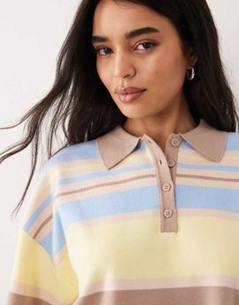 ASOS DESIGN ASOS DESIGN boxy striped polo shirt in pastel multi
