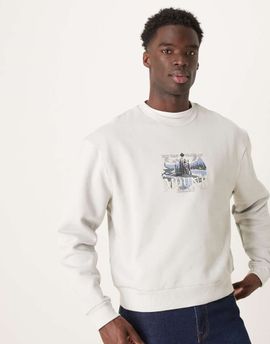 ASOS DESIGN ASOS DESIGN boxy sweatshirt with mountain print in light gray