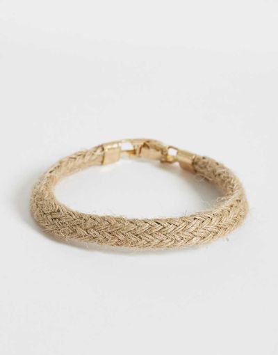 ASOS DESIGN ASOS DESIGN braided rope bracelet in beige-Neutral