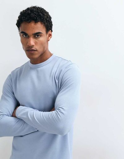 ASOS DESIGN ASOS DESIGN breatheMAX Lite long sleeve t-shirt in blue pique