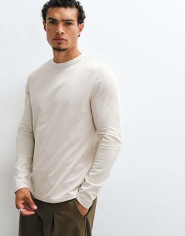 ASOS DESIGN ASOS DESIGN breatheMAX™ Lite regular fit long sleeve t-shirt in gray piqué-Neutral