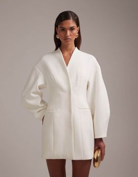 ASOS DESIGN ASOS DESIGN bridal structured blazer mini dress in ivory-White