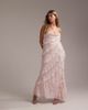 ASOS DESIGN ASOS DESIGN Bridesmaids embroidered ruffle cami bias maxi dress in soft pink - 1