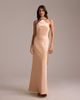 ASOS DESIGN ASOS DESIGN bridesmaids halter neck satin maxi dress with scarf detail in apricot-Orange - 1