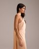 ASOS DESIGN ASOS DESIGN bridesmaids halter neck satin maxi dress with scarf detail in apricot-Orange - 3