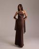 ASOS DESIGN ASOS DESIGN bridesmaids halter neck satin maxi dress with scarf detail in chocolate-Brown - 3