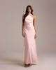 ASOS DESIGN ASOS DESIGN bridesmaids halter neck satin maxi dress with scarf detail in pink - 1