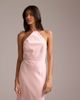 ASOS DESIGN ASOS DESIGN bridesmaids halter neck satin maxi dress with scarf detail in pink - 4