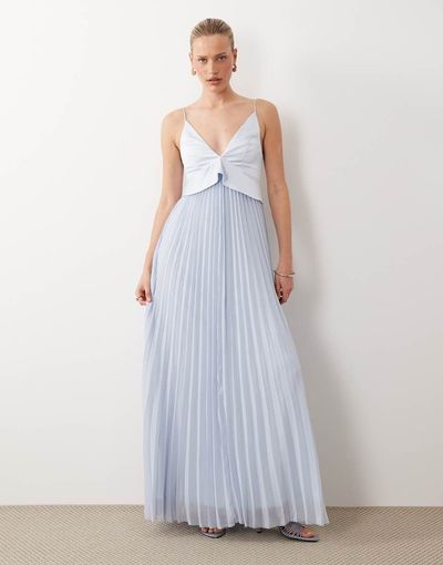 ASOS DESIGN ASOS DESIGN bridesmaids hybrid cami maxi dress with pleat skirt in blue