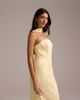 ASOS DESIGN ASOS DESIGN bridesmaids jacquard cami dress with scarf in pale yellow - 2