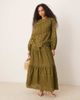ASOS DESIGN ASOS DESIGN broderie and lace mix tiered maxi skirt in khaki-Green - 1