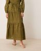 ASOS DESIGN ASOS DESIGN broderie and lace mix tiered maxi skirt in khaki-Green - 2