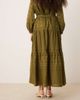 ASOS DESIGN ASOS DESIGN broderie and lace mix tiered maxi skirt in khaki-Green - 4
