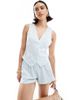 ASOS DESIGN ASOS DESIGN broderie button down vest in blue stripe - 1