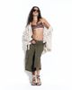 ASOS DESIGN ASOS DESIGN Brogan Cadiz scoop neck bikini top in chocolate palm print-Brown - 2