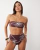 ASOS DESIGN ASOS DESIGN Brogan high leg high waist bikini bottoms in chocolate palm print-Brown - 1