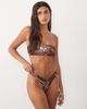 ASOS DESIGN ASOS DESIGN Brogan V-front cheeky bikini bottoms in chocolate palm print-Brown - 3