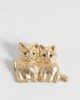 ASOS DESIGN ASOS DESIGN Brooch with double cat's in gold tone - 1