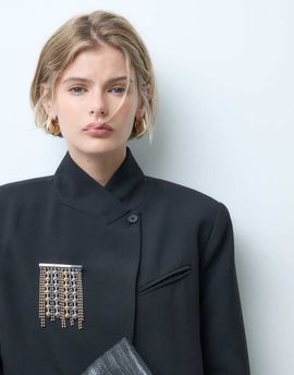 ASOS DESIGN ASOS DESIGN brooch with drop multi beaded effect in mixed metal-GOLD