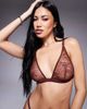ASOS DESIGN ASOS DESIGN Bruna lace high apex triangle bra with satin binding in chocolate-Blue - 3