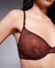 ASOS DESIGN ASOS DESIGN Bruna lace underwire bra with satin binding in chocolate-Blue - 3