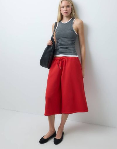 ASOS DESIGN ASOS DESIGN brushback jersey tie waist jorts in red