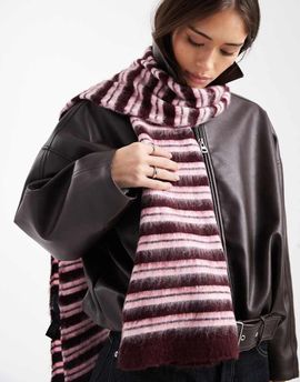 ASOS DESIGN ASOS DESIGN brushed knit scarf in plum stripe-Multi