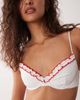 ASOS DESIGN ASOS DESIGN Brynn Broderie frilly underwired bikini top with chili charm in white - 2