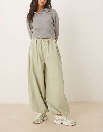 ASOS DESIGN ASOS DESIGN bubble hem cotton pants in sage green
