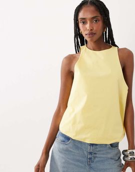 ASOS DESIGN ASOS DESIGN bubble hem halter neck top in buttermilk-Yellow