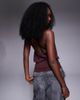 ASOS DESIGN ASOS DESIGN bubble hem halter top with cinched band hem in burgundy-Red - 2