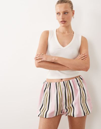 ASOS DESIGN ASOS DESIGN bubble shorts in pink stripe-Multi