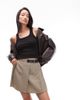 ASOS DESIGN ASOS DESIGN buckle detail mini kilt skirt in brown plaid - 1