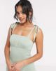 ASOS DESIGN ASOS DESIGN bunny tie strap with ruched bust mini dress in misty green - 3