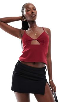 ASOS DESIGN ASOS DESIGN bust cup cami top in burgundy-Red