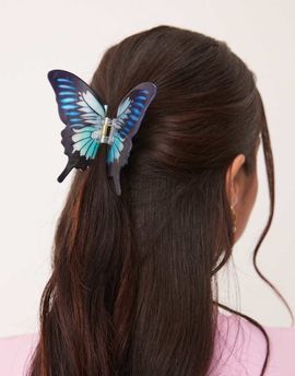 ASOS DESIGN ASOS DESIGN butterfly hair claw in blue multi