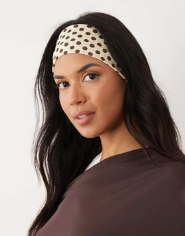 ASOS DESIGN ASOS DESIGN Buttermilk and brown poka dot headband-Multi