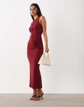 ASOS DESIGN ASOS DESIGN button down structured maxi dress in wine