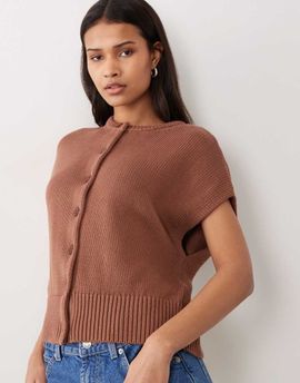 ASOS DESIGN ASOS DESIGN button through relaxed tank in mocha-Brown