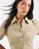 ASOS DESIGN ASOS DESIGN button up mini dress in stone wash-Neutral - 3