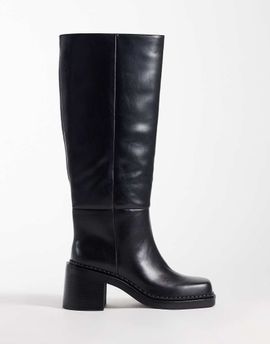 ASOS DESIGN ASOS DESIGN Cadence block heel pull on knee boots in black