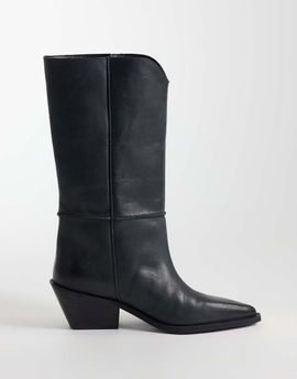 ASOS DESIGN ASOS DESIGN Cael real leather clean western pull-on boots in black
